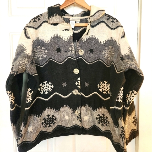 Coldwater Creek Jackets & Blazers - Vintage Coldwater creek tapestry jacket blazer size xl Nordic snowflake scandi